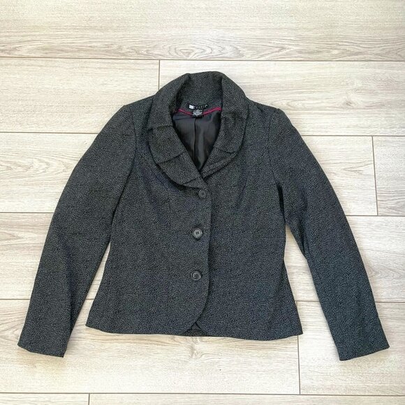 CAROLE LITTLE-black/gray animal print buttoned lined blazer jacket Small - Picture 1 of 7